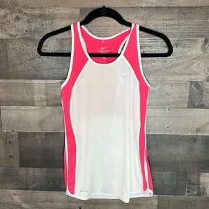 Nice Pink and White Dri-fit Nike Tank Top